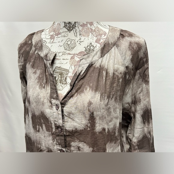 🛍️COLDWATER CREEK brown tie dye tunic top size L. - Picture 3 of 12